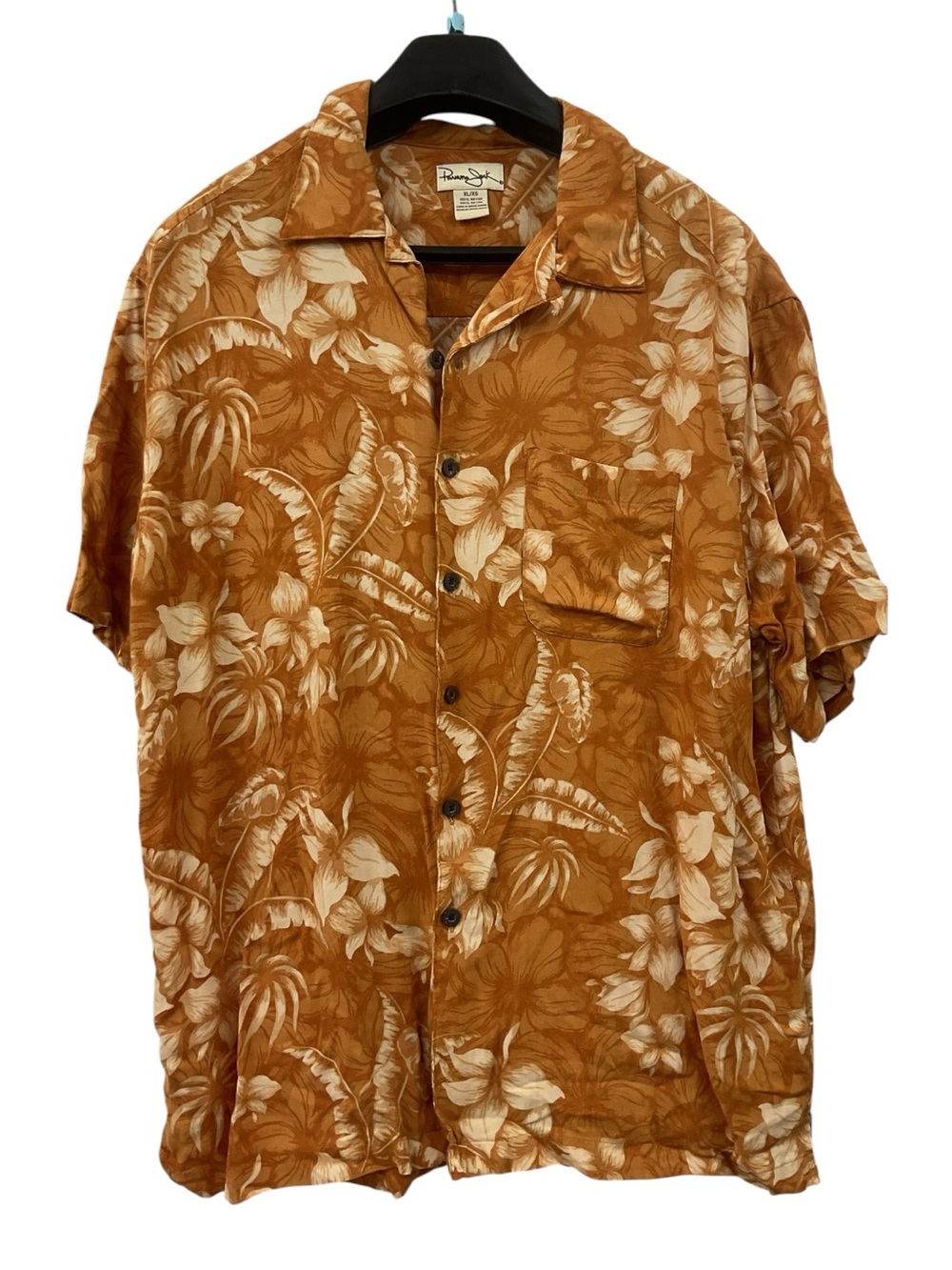 Panama Jack XL Rust Orange Floral Short-Sleeve Button-Down Shirt